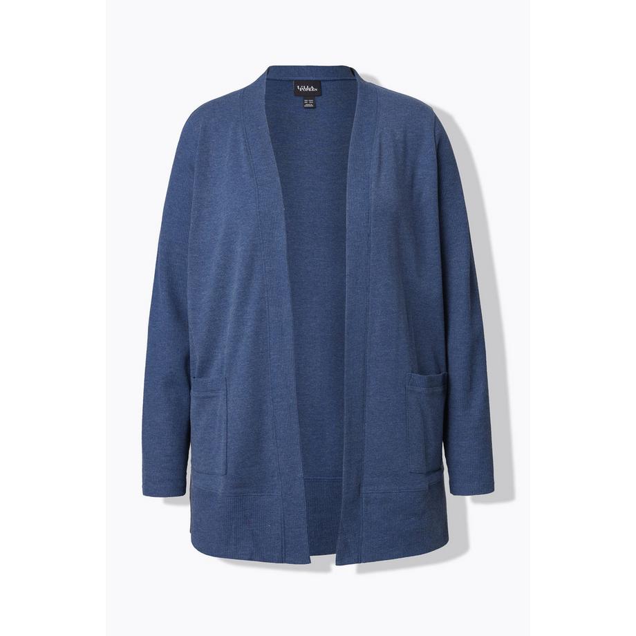 Ulla Popken Waffelstruktur Offene Langarm Sweatjacke  