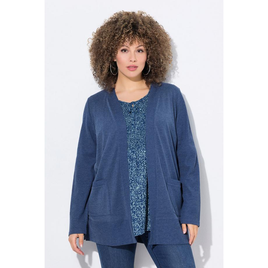 Ulla Popken Waffelstruktur Offene Langarm Sweatjacke  