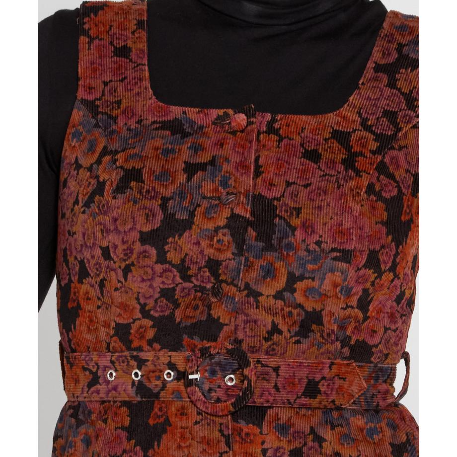 Joe Browns Robe Chasuble en Velours Côtelé Fleurie Jours d'Automne  