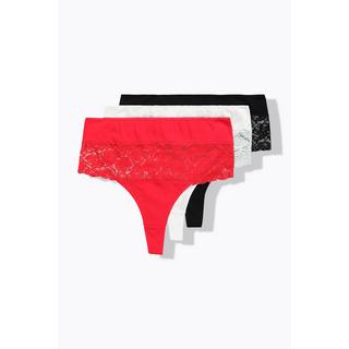 Ulla Popken Strings 3er-Pack mit Spitzeneinsatz  