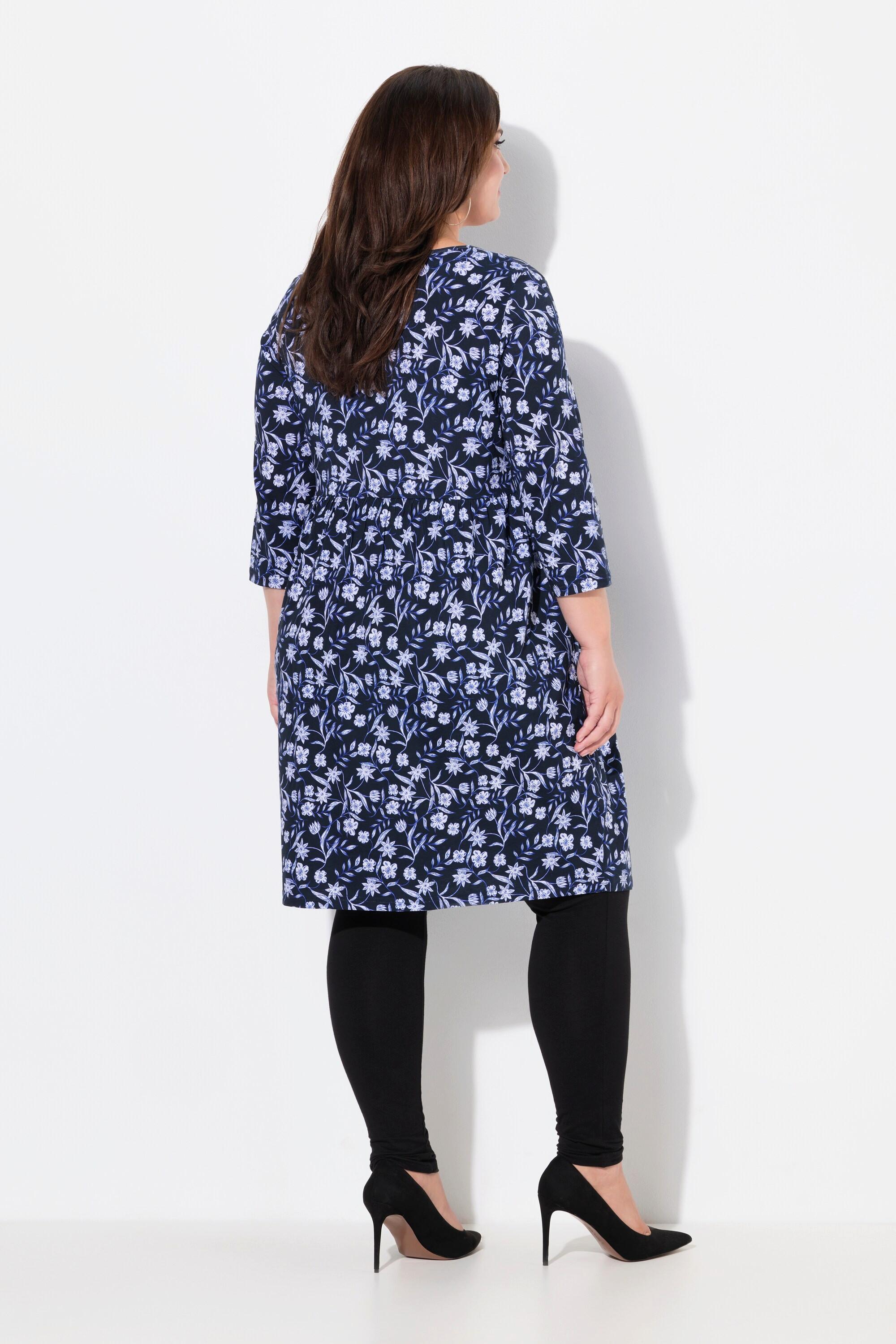 Ulla Popken  Longshirt, Paisley, A-Linie, Carree-Ausschnitt, 3/4-Arm 