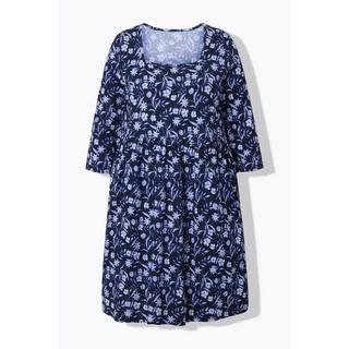 Ulla Popken  Longshirt, Paisley, A-Linie, Carree-Ausschnitt, 3/4-Arm 