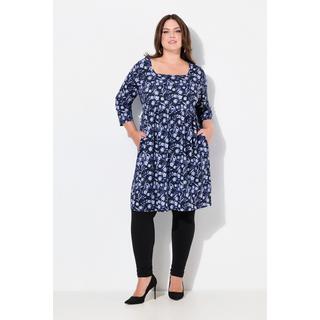 Ulla Popken  Longshirt, Paisley, A-Linie, Carree-Ausschnitt, 3/4-Arm 