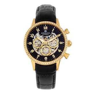 Empress  Empress Beatrice Automatische Skeleton Dial Lederarmbanduhr mit Tag/Datum 