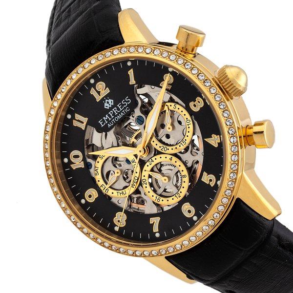 Empress  Empress Beatrice Automatische Skeleton Dial Lederarmbanduhr mit Tag/Datum 