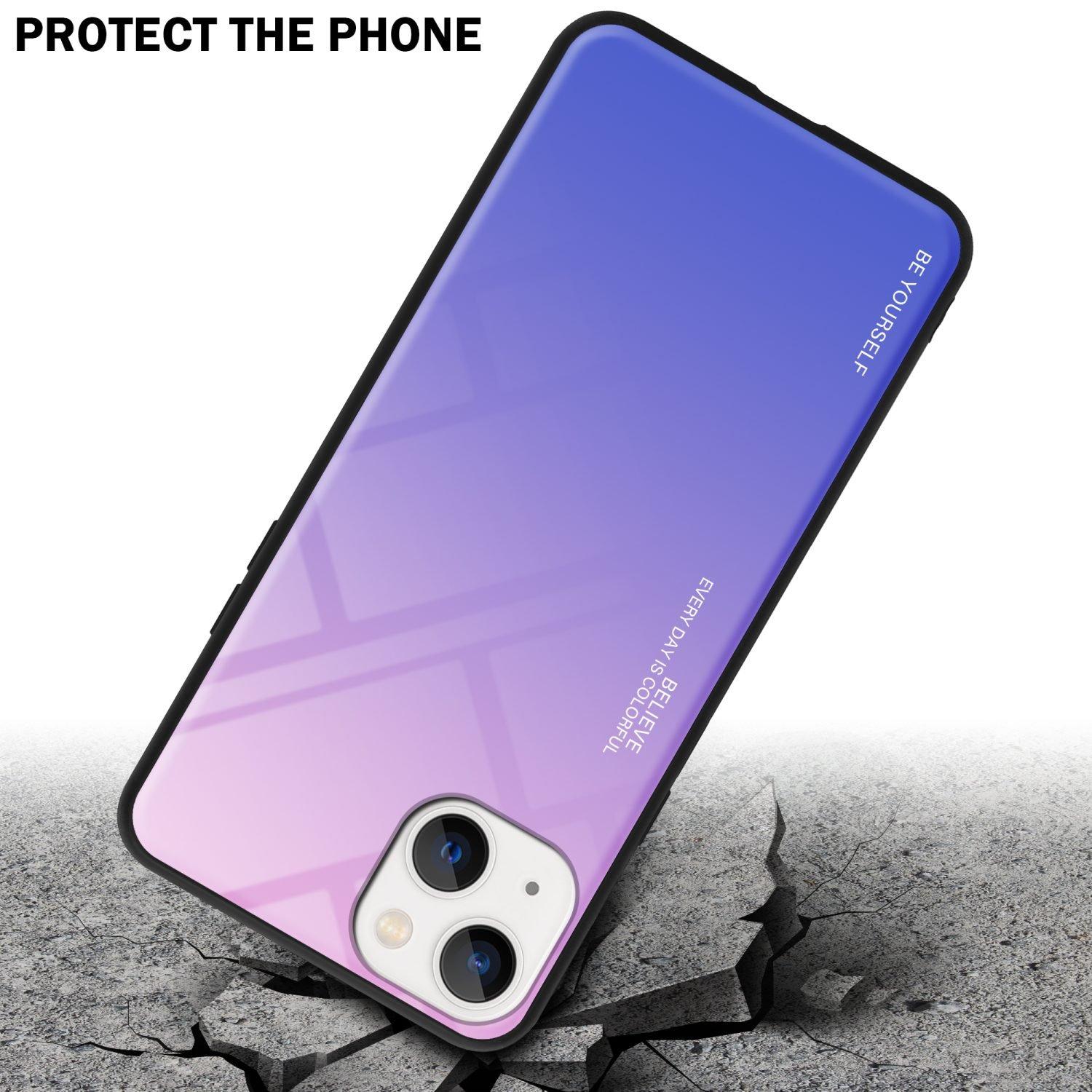 Cadorabo  Housse compatible avec Apple iPhone 14 - Coque de protection bicolore en silicone TPU et dos en verre trempé 