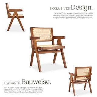 Tectake Sedia da pranzo Lissy con intreccio viennese, stile boho  