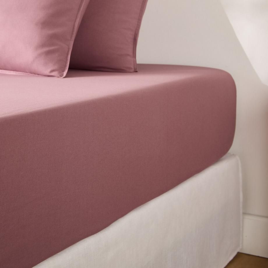 Drap housse uni coton lavé bonnet 30cm