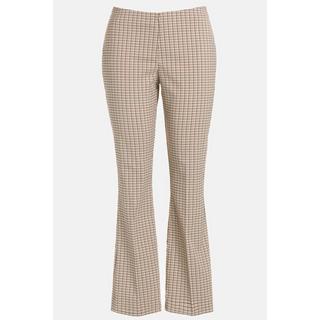 Ulla Popken  Pantaloni boot cut a 7/8 con pieghe, cintura comoda e quadri 