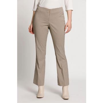 Pantaloni boot cut a 7/8 con pieghe, cintura comoda e quadri