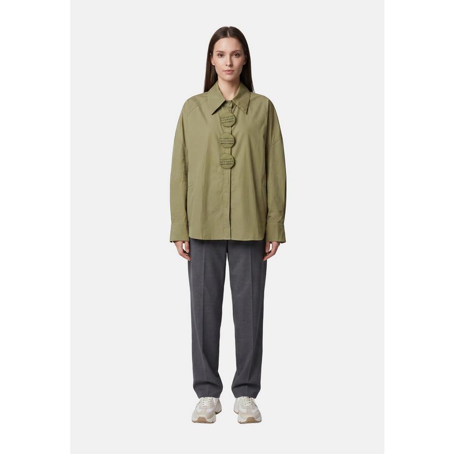 Chiara Ferretti Camicia bianca con bottoni stampati numeri  