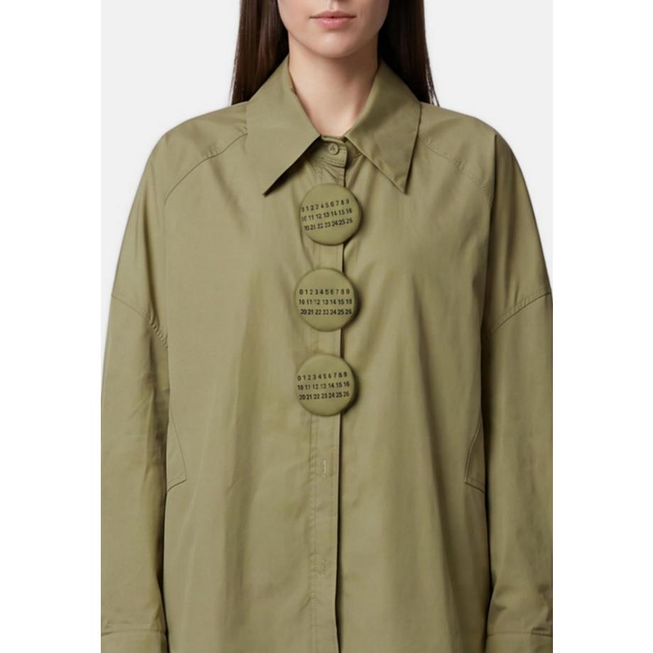 Chiara Ferretti Camicia bianca con bottoni stampati numeri  