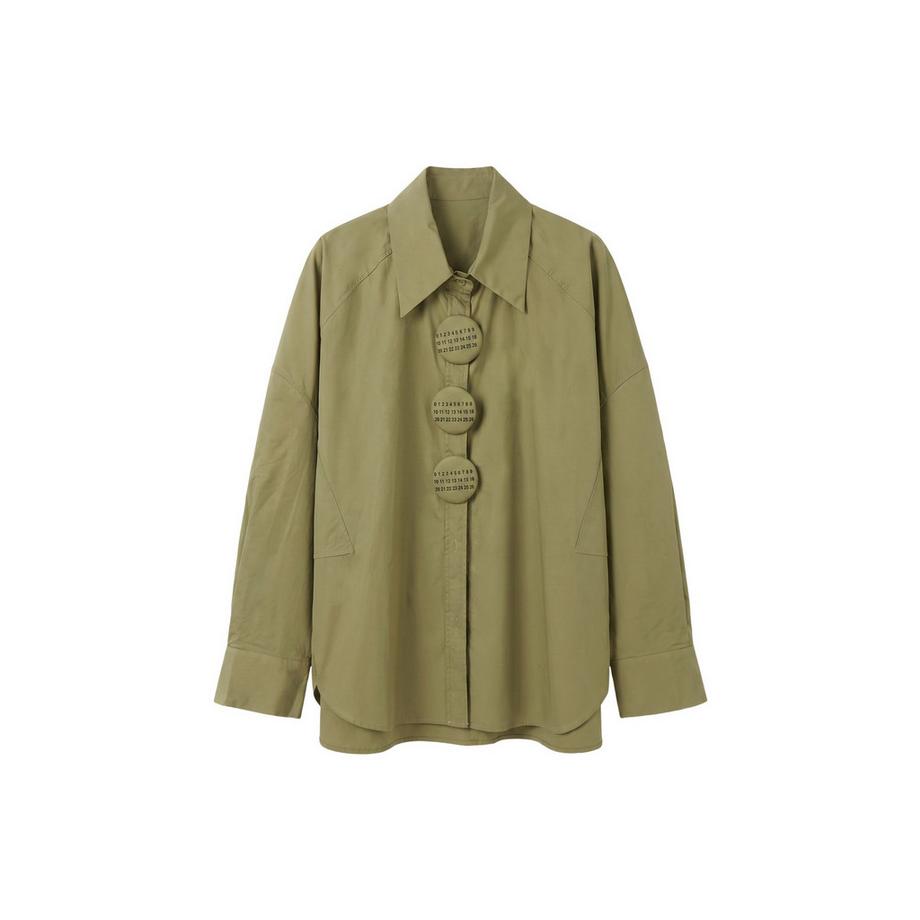 Chiara Ferretti Camicia bianca con bottoni stampati numeri  