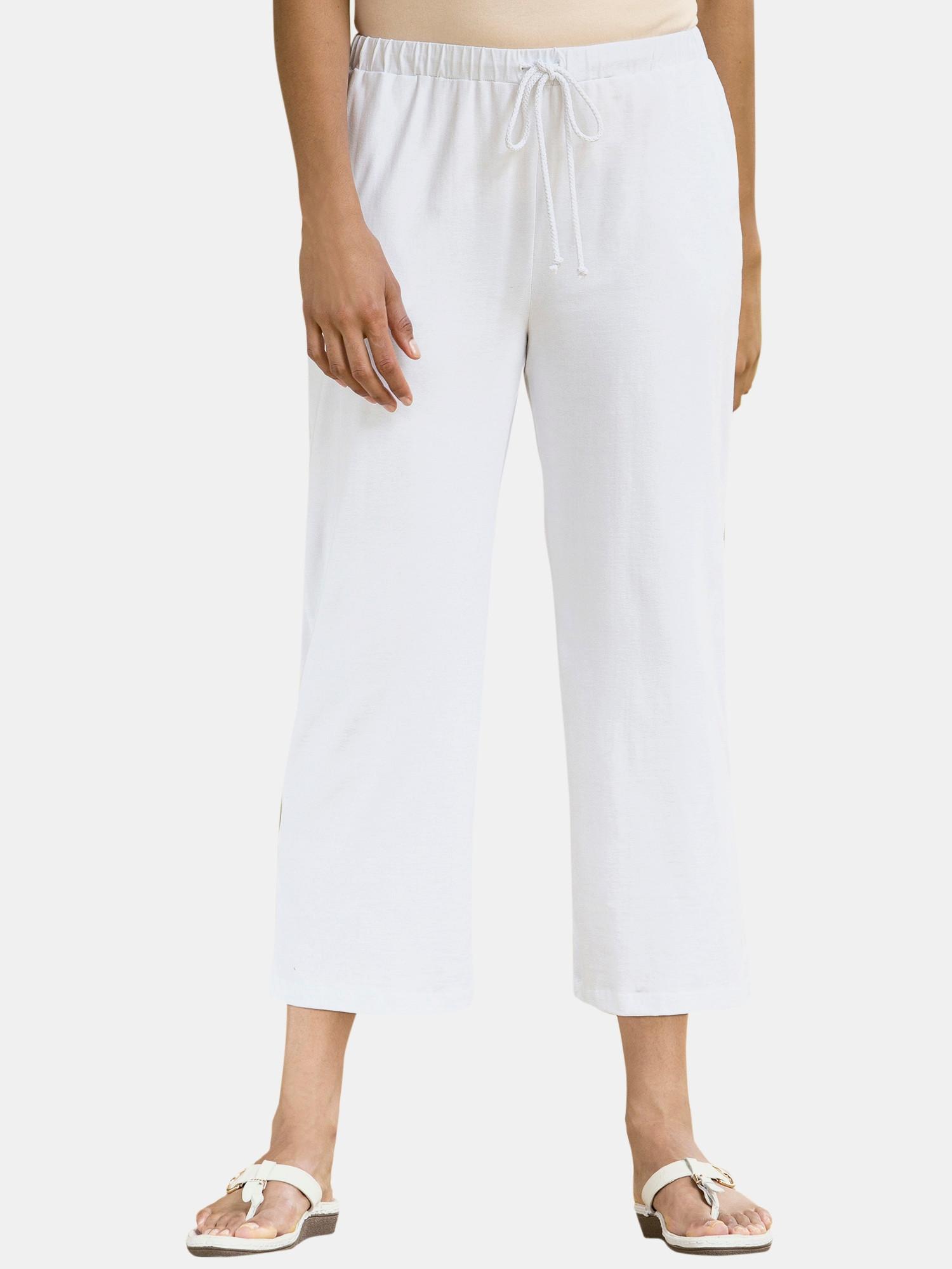 Ulla Popken  Pantalon 3/4 en jersey à jambe droite blanc neige 