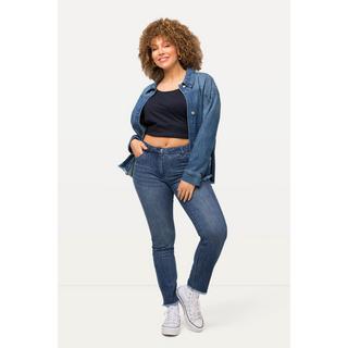 Ulla Popken  Jean Sarah, imprimé lettré, taille haute, étroit, franges 