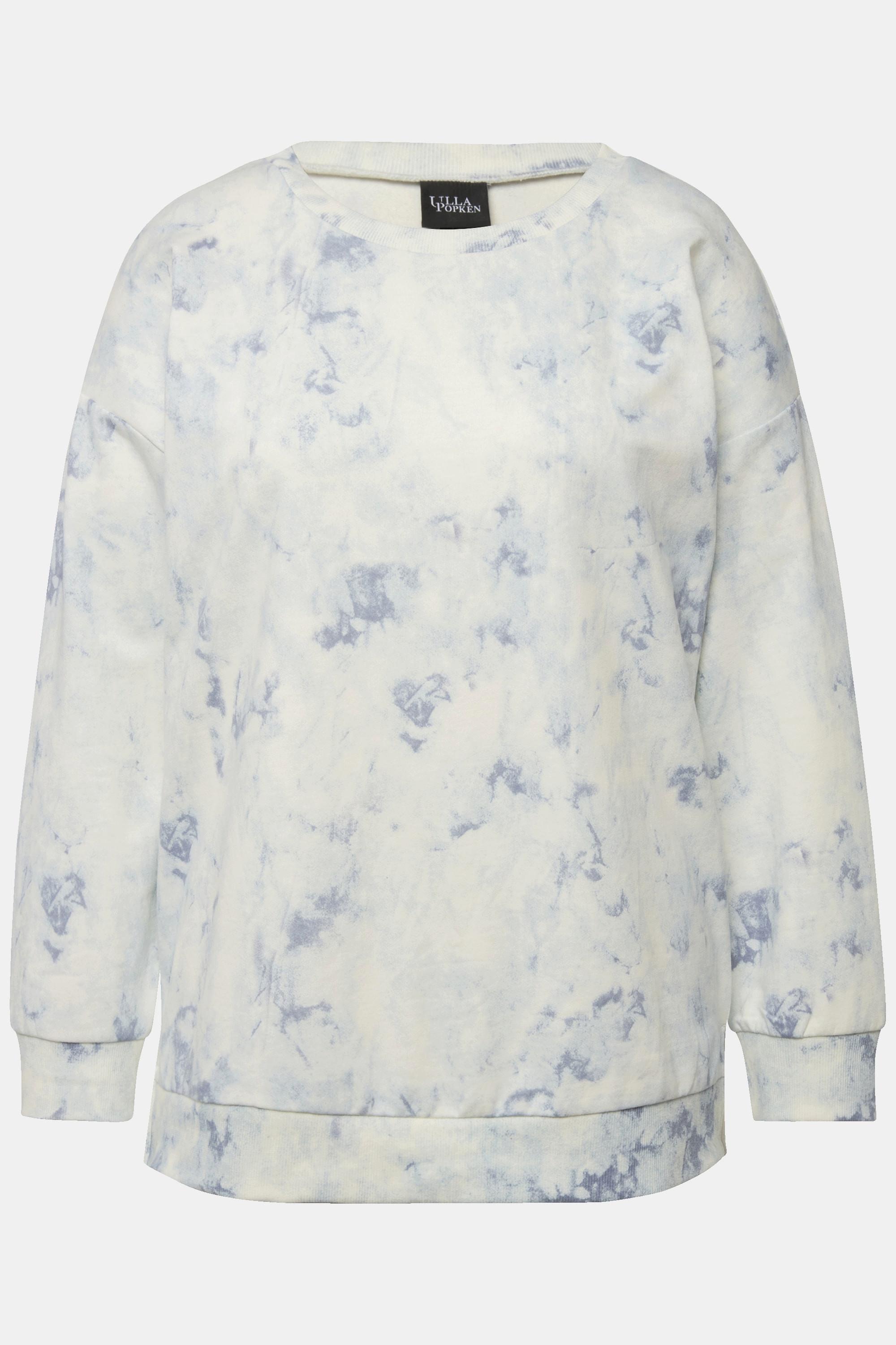 Ulla Popken  Sweat-shirt oversized à col rond et manches longues, imprimé Batik 