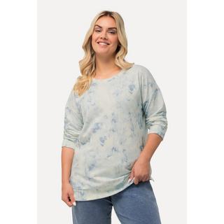 Ulla Popken  Felpa dal taglio oversize in stile batik con scollo a girocollo e maniche lunghe 