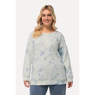 Ulla Popken  Sweat-shirt oversized à col rond et manches longues, imprimé Batik 