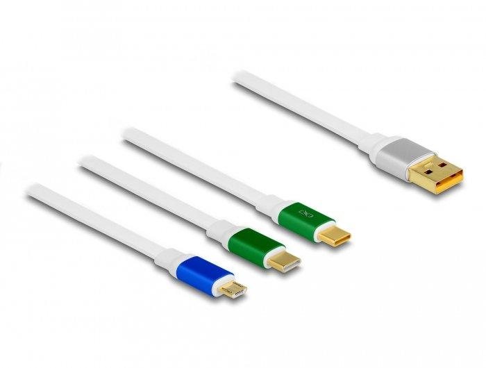 DeLock  85358 USB Kabel 1,13 m USB 2.0 USB A USB CMicro-USB B Weiß 