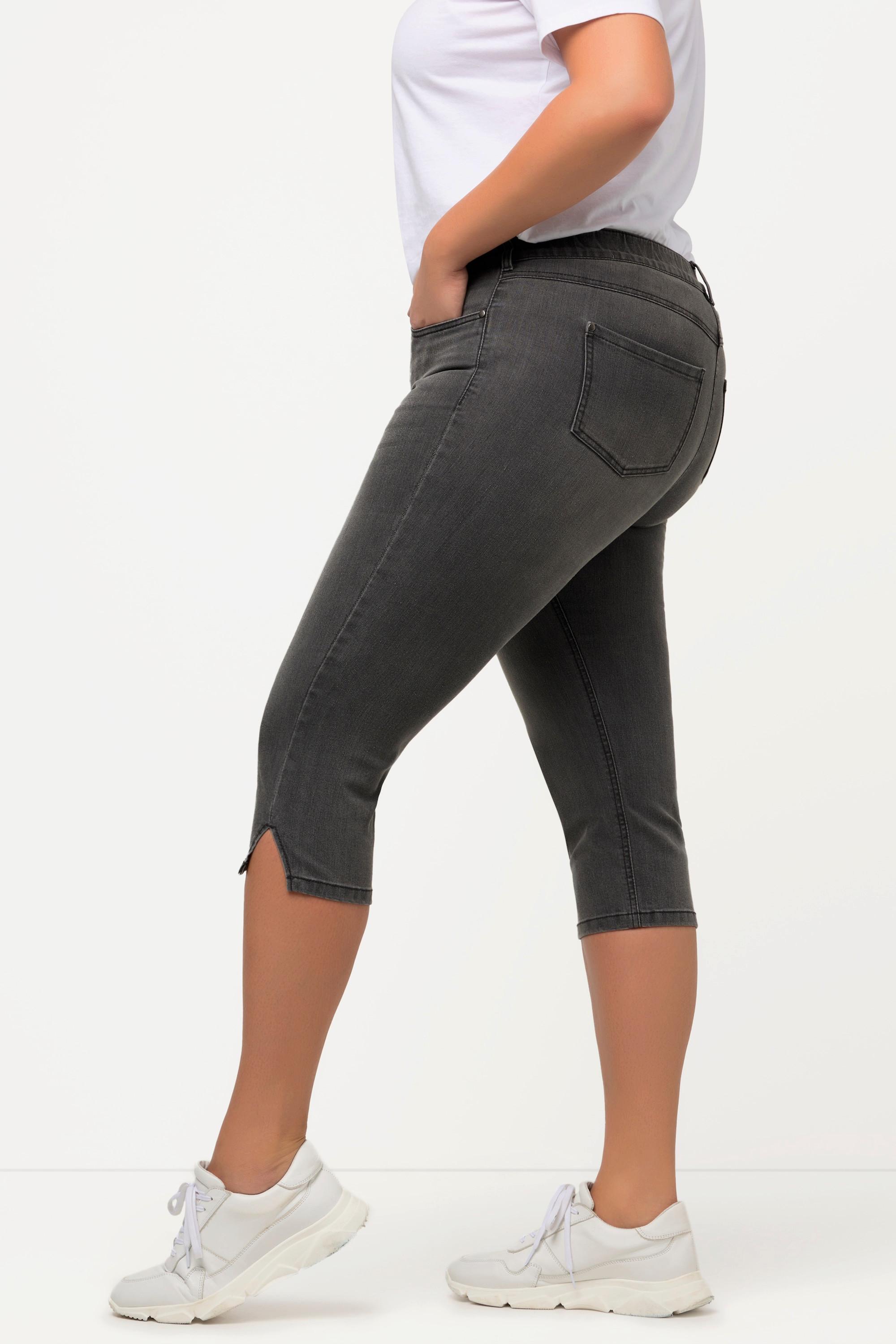 Ulla Popken  Capri Jeans Sarah, schmale 5-Pocket-Form, Saumschlitz 