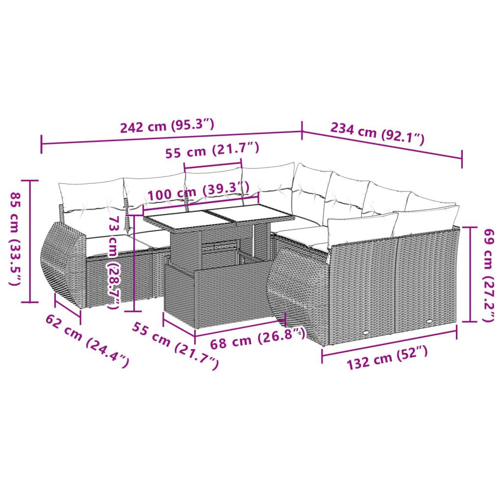 VidaXL set divano da giardino Polirattan  