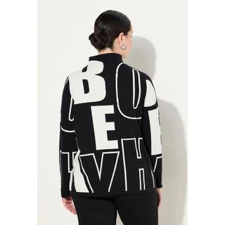 Ulla Popken Pullover Buchstaben Ziersteine Stehkragen Langarm  