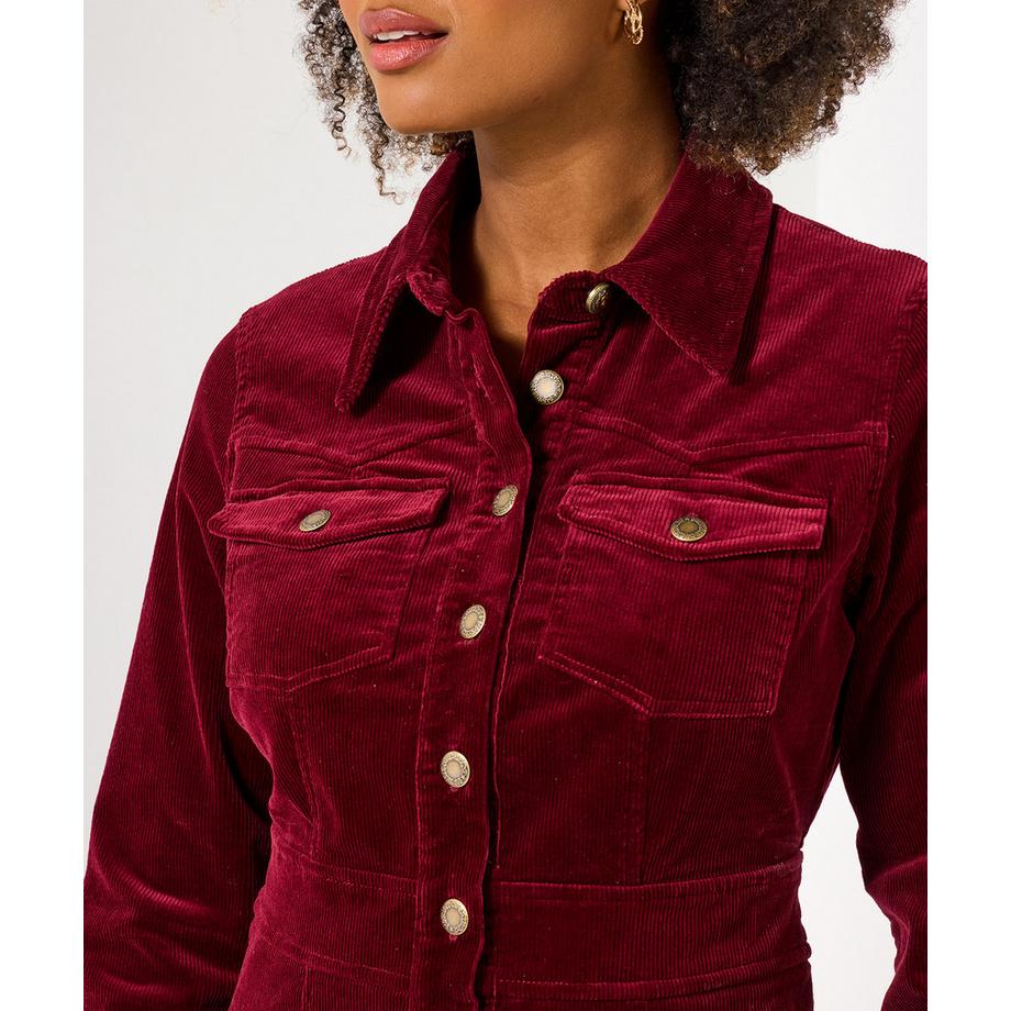 Joe Browns Robe Chemise Rétro en Velours Côtelé à Manches Longues  