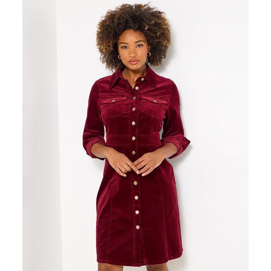 Joe Browns Robe Chemise Rétro en Velours Côtelé à Manches Longues  