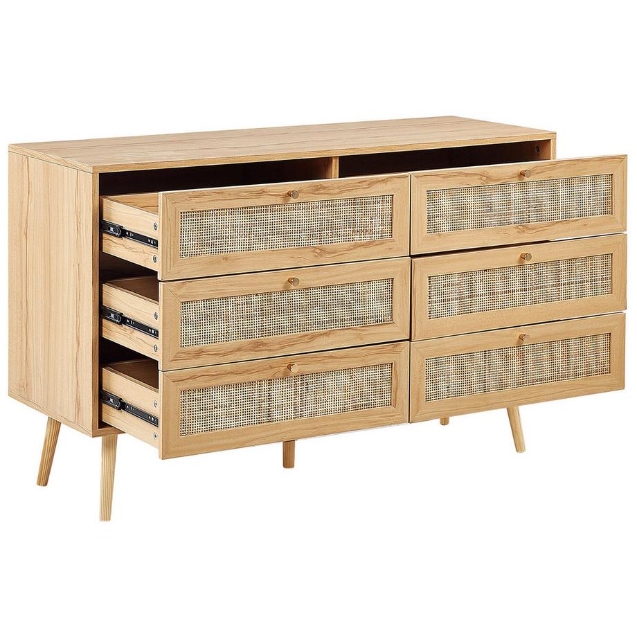 Beliani Commode à 6 tiroirs en Rotin Boho PEROTE  