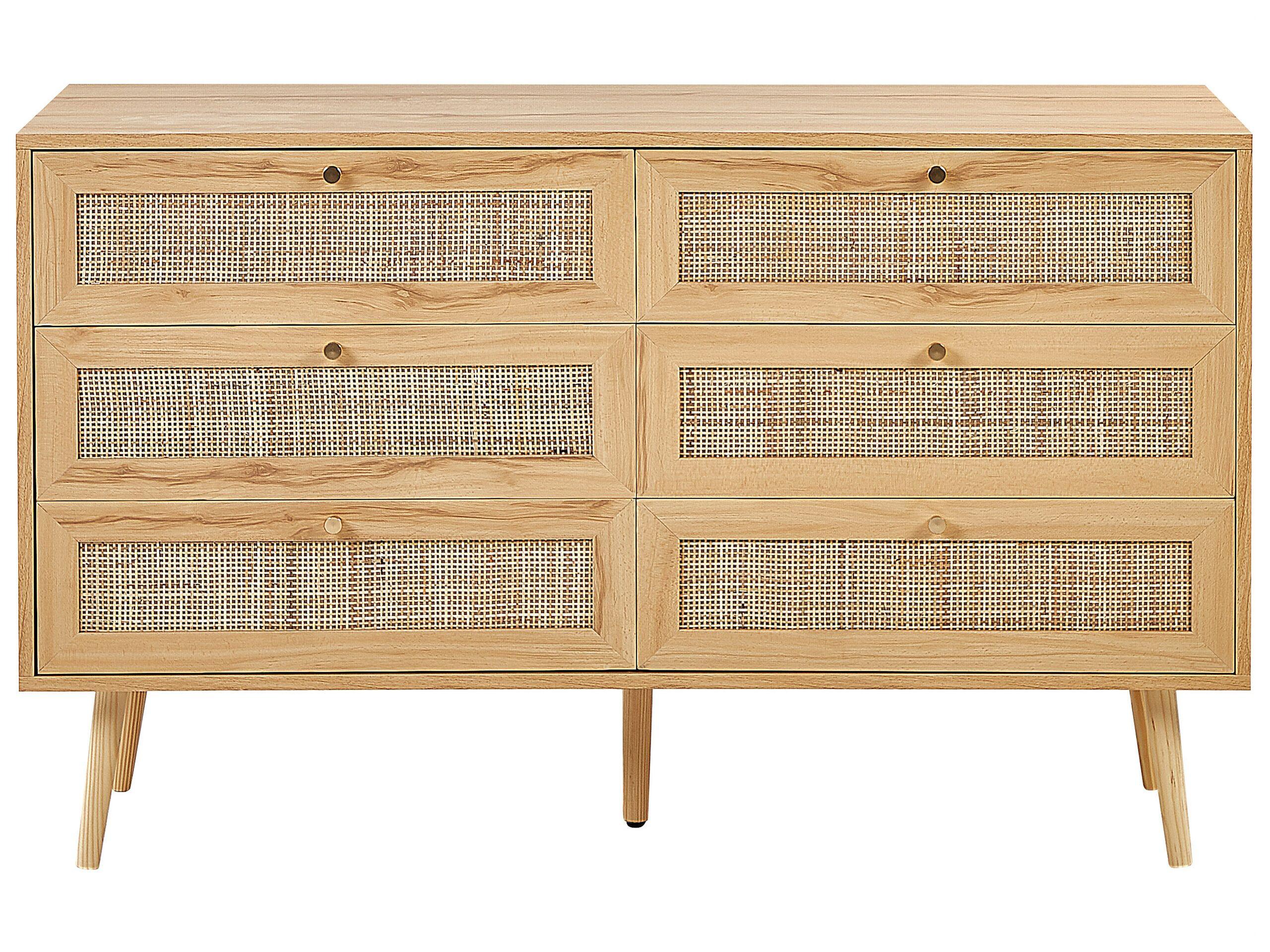 Beliani Commode à 6 tiroirs en Rotin Boho PEROTE  