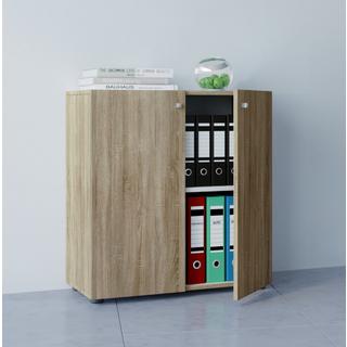 VCM Büroschrank mit 2 Fächern | moderner Aktenschrank mit Drehtüren | Maße ca. B. 70 x H. 74 x T. 40 cm - Lona 2-Fach  