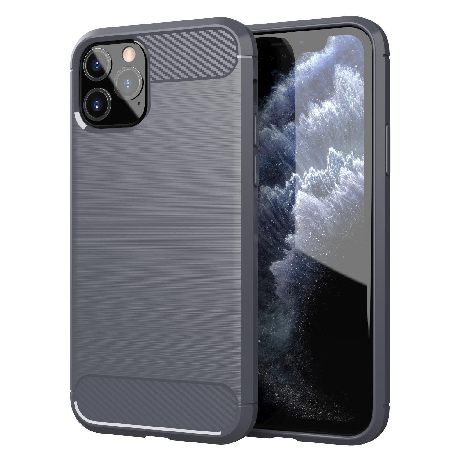 Cadorabo  Hülle für Apple iPhone 11 PRO MAX TPU Silikon Edelstahl-Karbonfaser Optik 