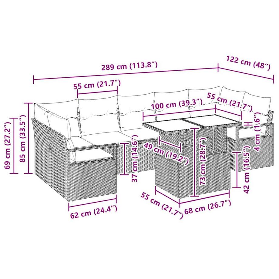 VidaXL Gartensofa-set poly-rattan  
