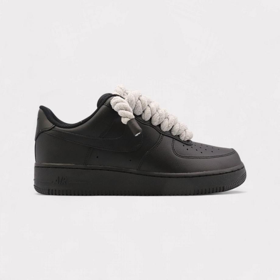 NIKE  Air Force 1 Black - Rope Lace Grey 
