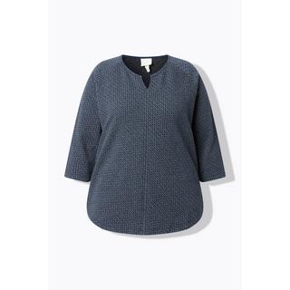 Ulla Popken Sweat-shirt Jacquard Col Rond Manches 3/4 Coton Bio  