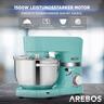 Arebos Küchenmaschine 1500W mit 2x Edelstahl-Rührschüsseln Geräuscharm 6 Stufen  