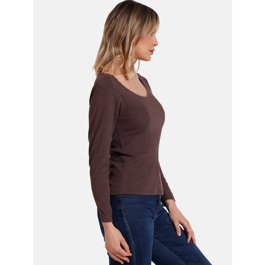 Admas Romantic Rib Langarm Top  