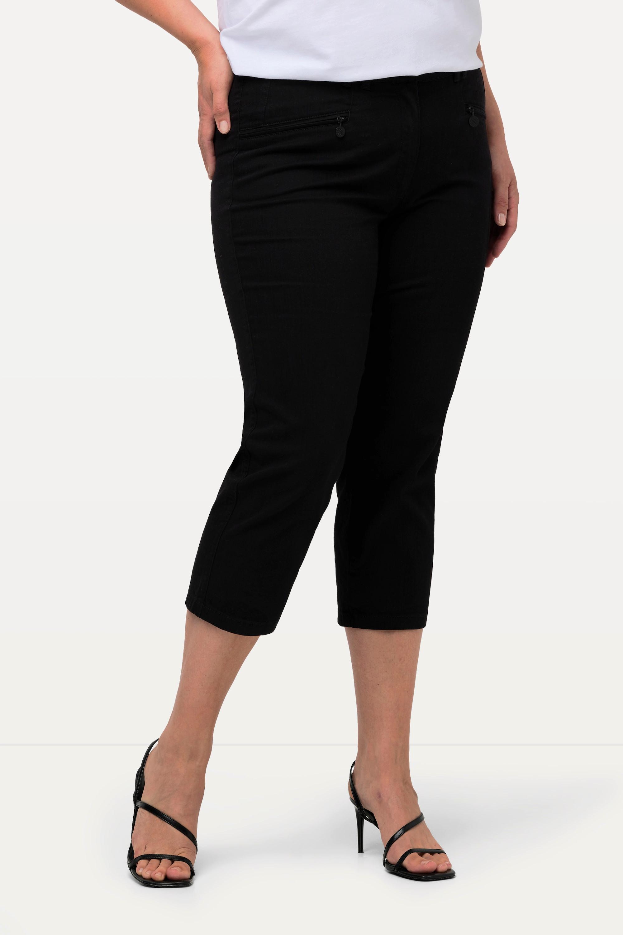 Ulla Popken  Pantalon Mony, longueur au mollet. Poches zippées et tissu stretch 