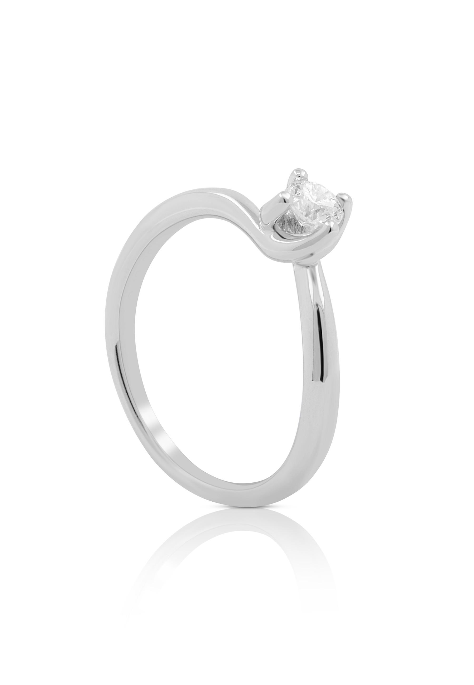 MUAU Schmuck  Solitaire Ring Diamant 0.24ct. Weissgold 750 