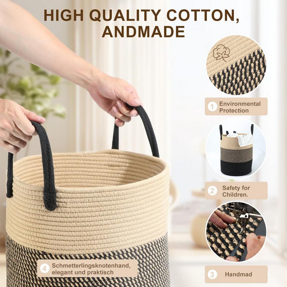 Alopini Gewebter Baumwollwäschekorbgewebter Baumwollwäschekorb  