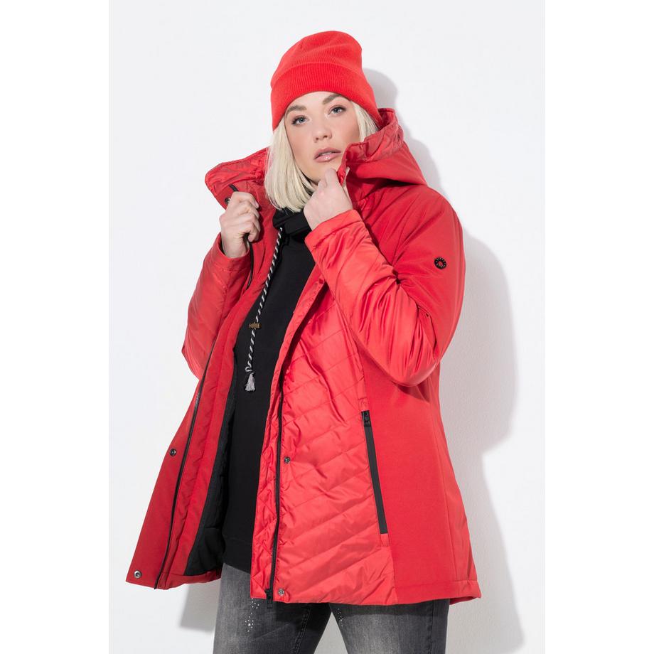 Ulla Popken HYPRAR Giacca softshell trapuntata idrorepellente linea ad A con cappuccio  