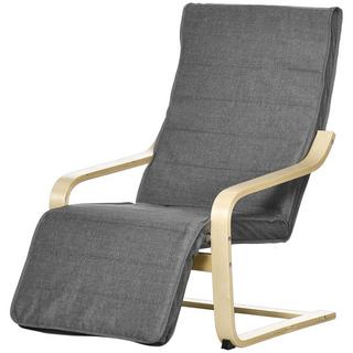 Northio Chaise de relaxation, balancelle, fauteuil inclinable, chaise de relaxation avec repose-pieds réglable, chaise de salle à manger aspect lin pour salon, bois de bouleau, gris 66,5 x 94 x 100 cm  