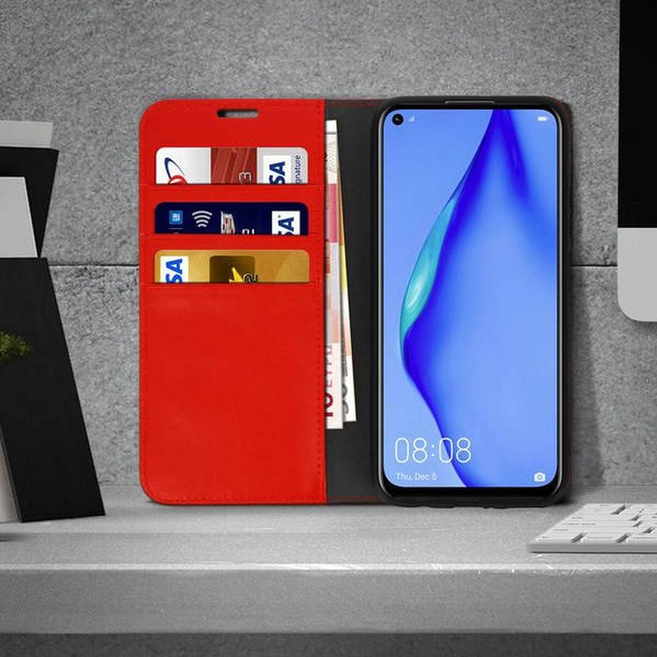 Avizar  Etui Huawei P40 Lite Cuir Rouge 