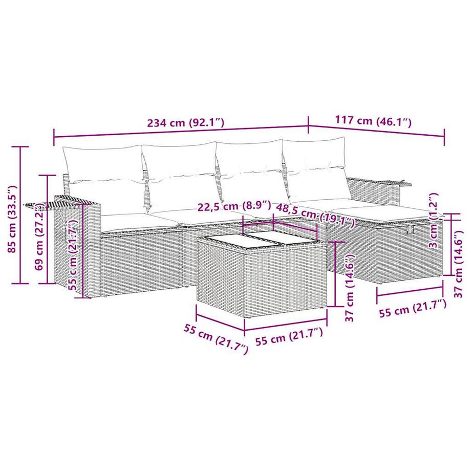 VidaXL Gartensofa set poly-rattan  