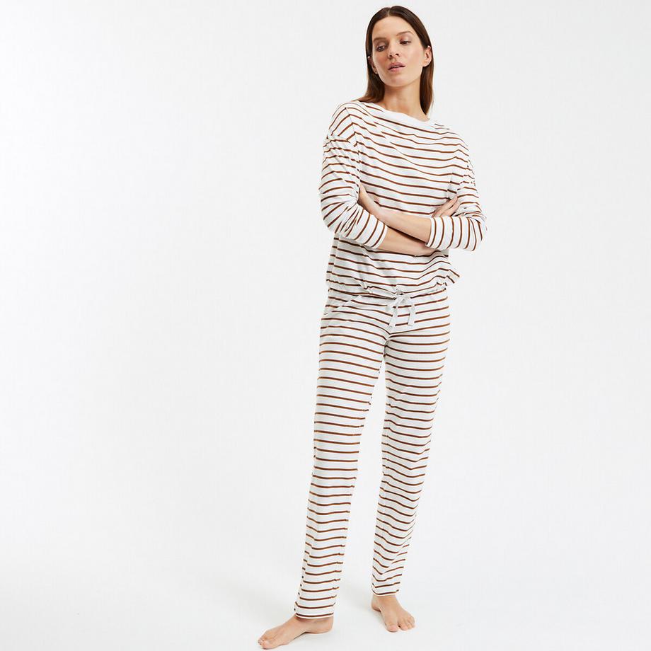 SO'HOME Pyjama Court Rayé en Coton  
