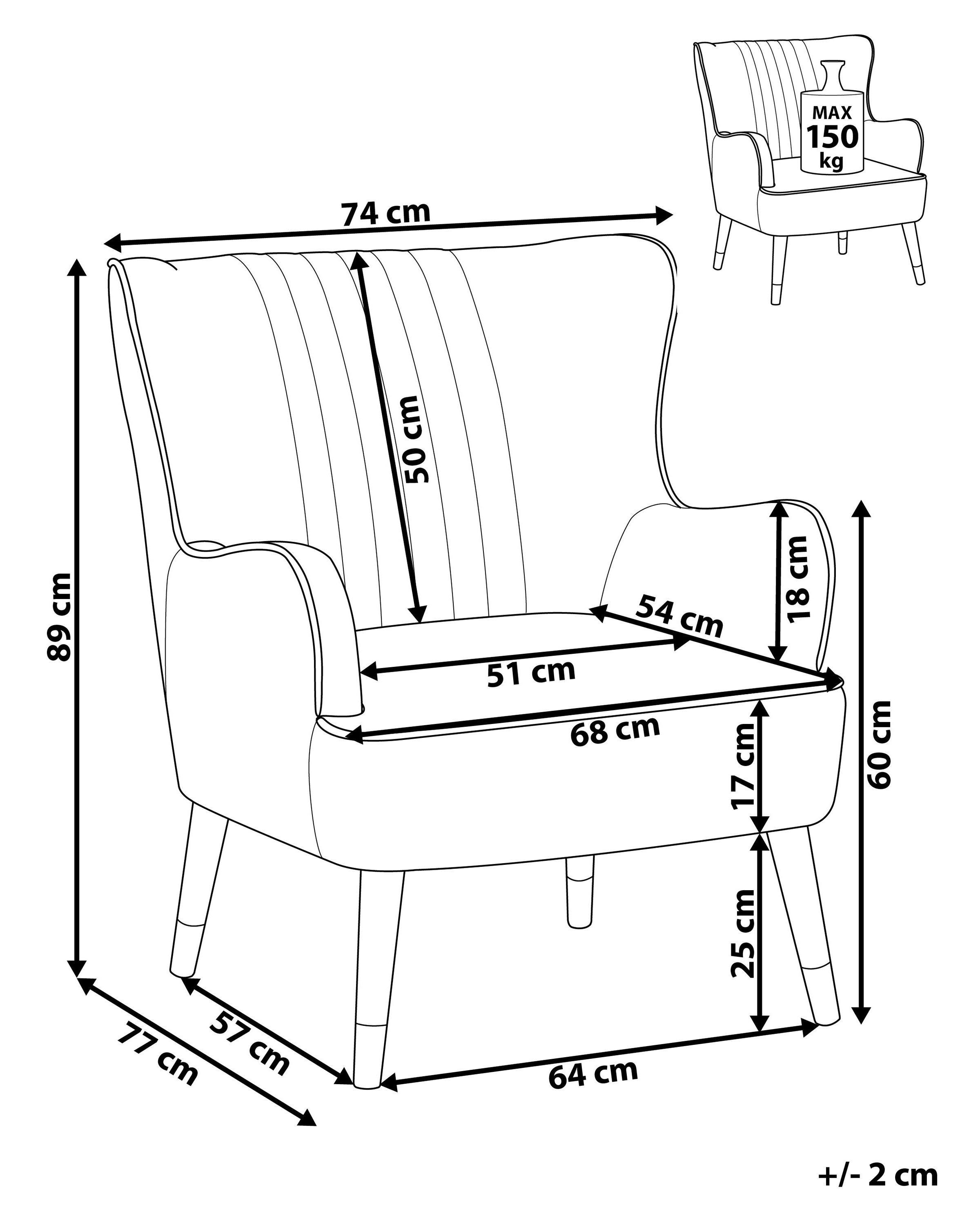 Beliani Fauteuil à oreilles en Velours Glamour VARBERG  