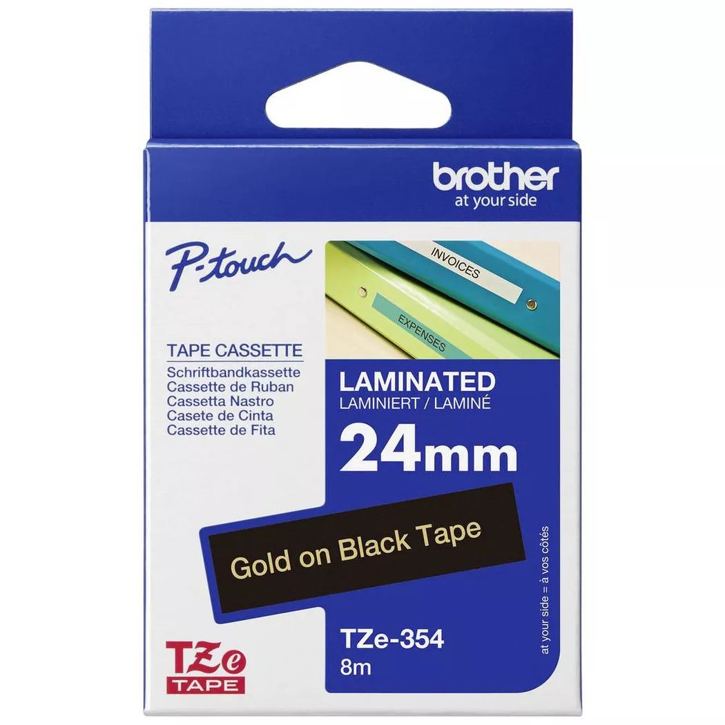Brother Schriftband TZe-354 24mm gold/schwarz