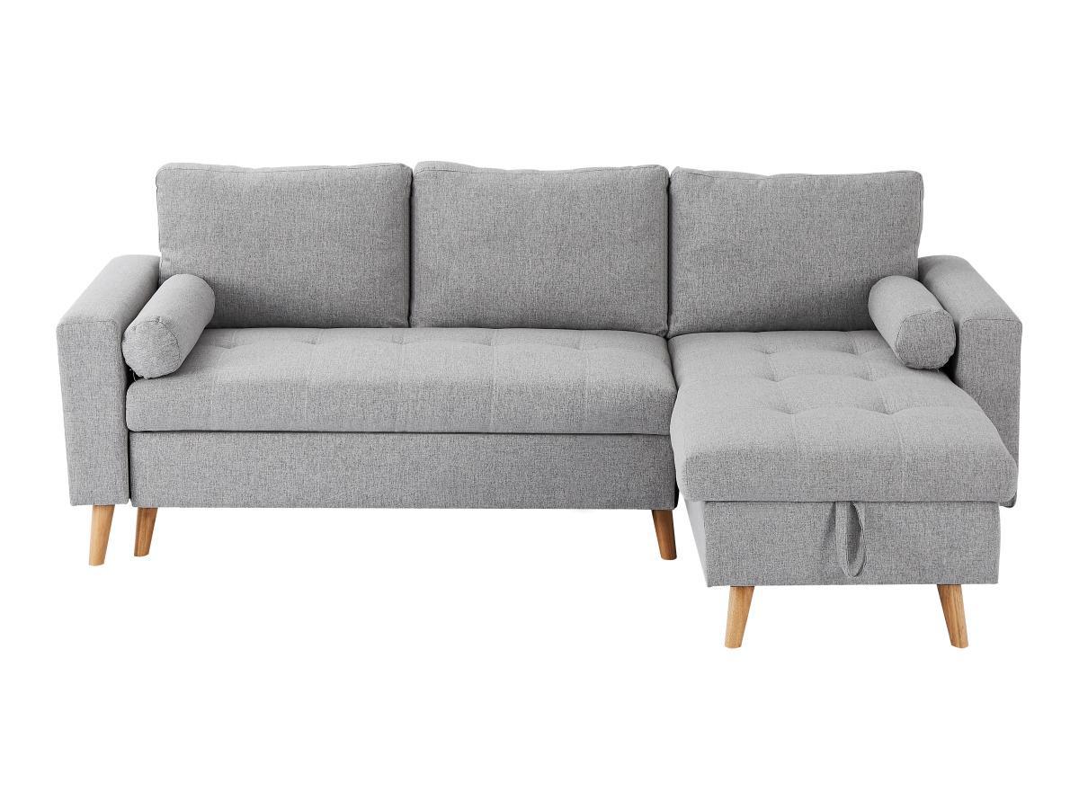 Vente-unique Ecksofa mit Schlaffunktion & Bettkasten + Sessel - Stoff - Hellgrau - KORI  