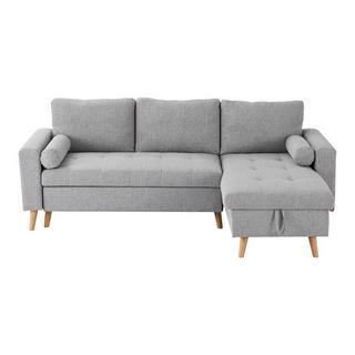 Vente-unique Ecksofa mit Schlaffunktion & Bettkasten + Sessel - Stoff - Hellgrau - KORI  