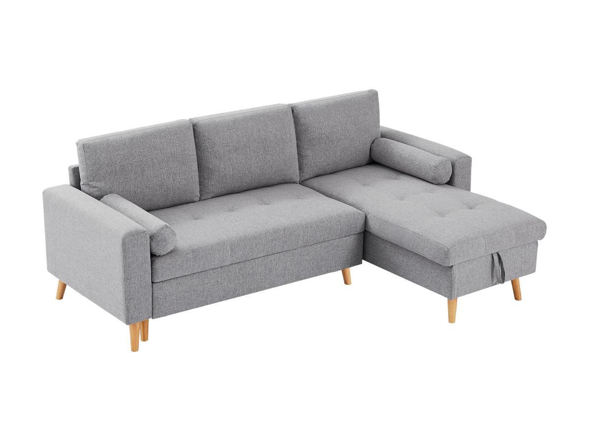 Vente-unique Ecksofa mit Schlaffunktion & Bettkasten + Sessel - Stoff - Hellgrau - KORI  